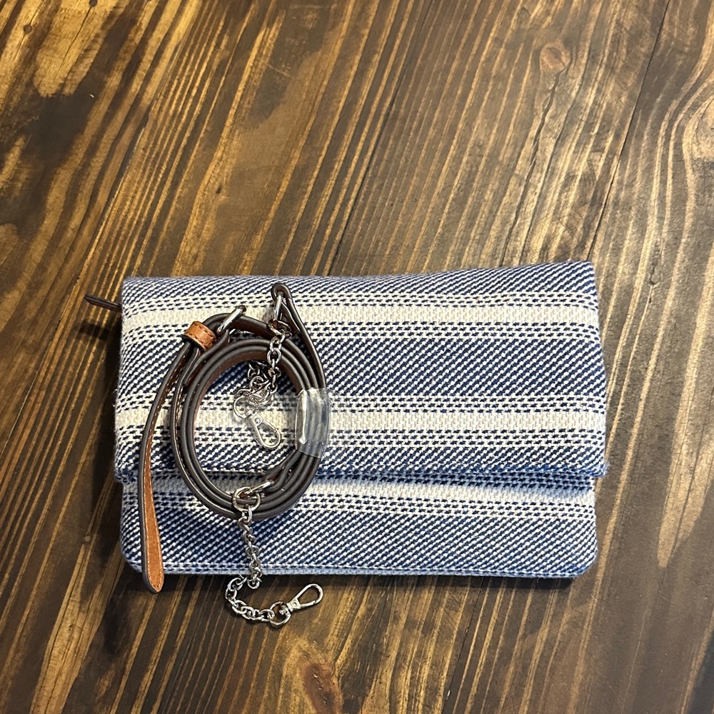 Market & Spruce Blue and White Striped Clutch